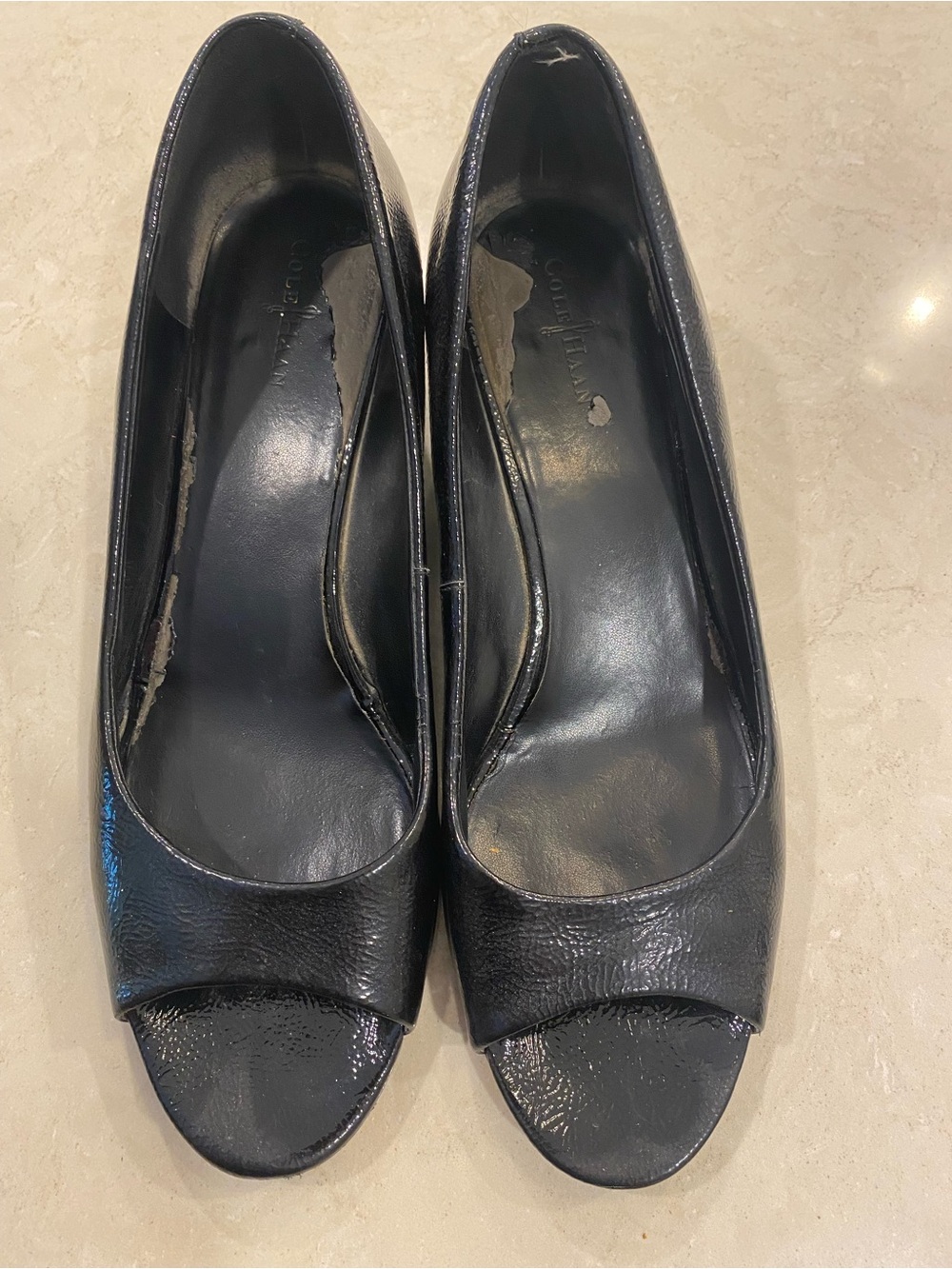 Black Cole Hann Women's Peep Toe Pumps